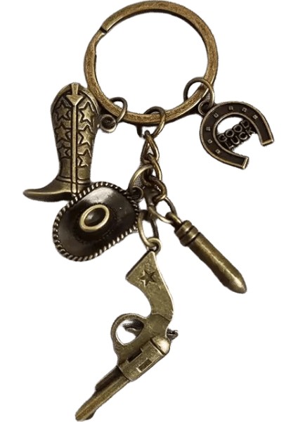 Western Kovboy Anahtarlık Kovboy Şapkası Çizme Texas Çiftlik Anahtarlık Metal Anahtarlık Enfes Hediyerenk:antik Gümüş (Yurt Dışından)