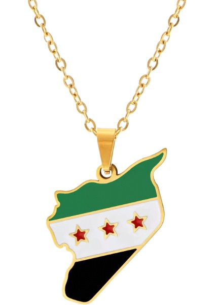 Yıluocd Paslanmaz Çelik Suriye Haritası Bayrak Kolye Anahtarlık Moda Suriyeliler Harita Anahtarlık Kadınlar Için Erkekler Zincir Takı Hediye (Yurt Dışından)