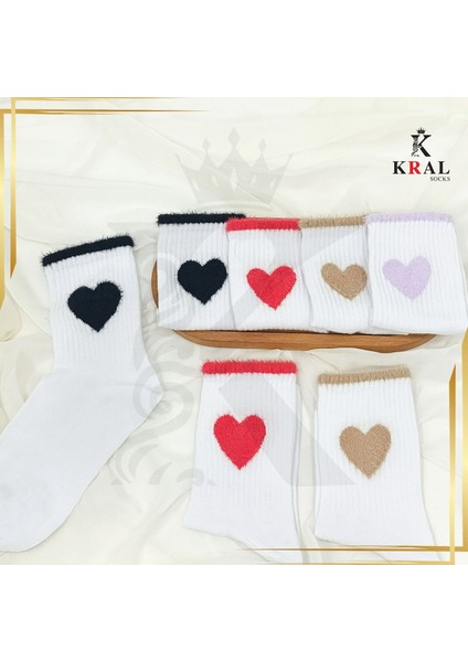 Kadın (4 Çift) Çeyrek Soket Soft Kalp Model Pamuklu Terletmez Çorap Seti