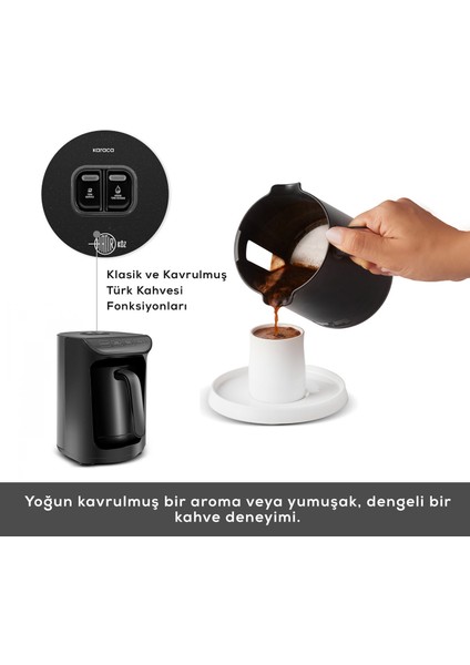 Hatır Közde Türk Kahvesi ve Türk Kahve Makinesi Shiny Black 5 Fincan Kapasiteli Bol Köpüklü