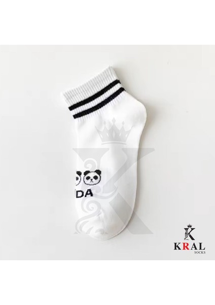 Kadın Erkek Sevimli Panda (5 Çift) Kolej Model Pamuklu Terletmez Çorap Seti