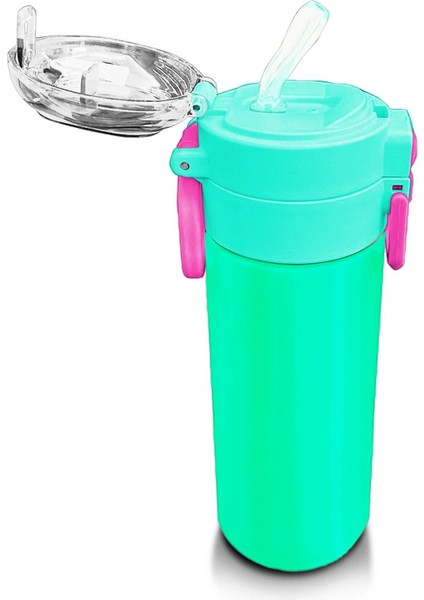 Kids Pembe Su Yeşili Pipetli ve Direkt Içim Çelik Termos 500 ml 31825 indirimleri