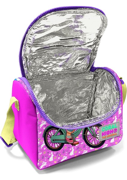 Kids Mor Pembe Bisikletli Kız Desenli Thermo Beslenme Çantası 12791 fırsatları