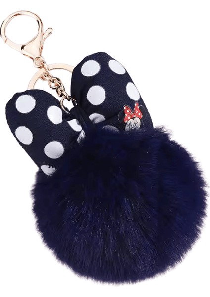Disney Minnie Mickey Mouse Peluş Anahtarlıklar Karikatür Puantiyeli Yay Pom-Pom Anahtarlık Kolye Araba Çanta Süsü Kız Çocuk Hediye Oyuncak (Yurt Dışından)