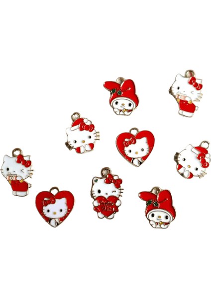 10 Adet Sevimli Karikatür Hello Kitty Köpüklü Kawaii Charms Dıy Kolye Bilezik Küpe Anahtarlık Aksesuar Takı Bileşen Hediyeler (Yurt Dışından)