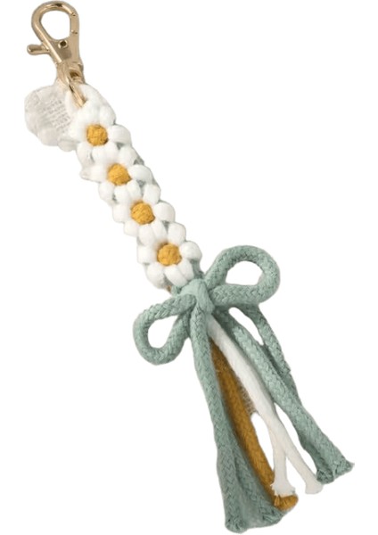 Makrome Papatya Çiçek Yay Püskül Anahtarlıklar Kadınlar Için Kız Hediye Trendy El Yapımı Bitki Uzun Kolye Çanta Kutusu Anahtarlık Süslemerenk:beyaz (Yurt Dışından)