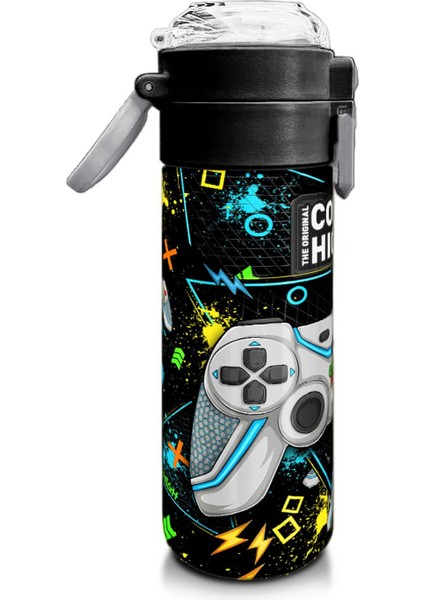 Kids Siyah Fosforlu Yeşil Gamer Desenli Pipetli ve Direkt Içim Çelik Termos 500 ml 31817 fiyatları
