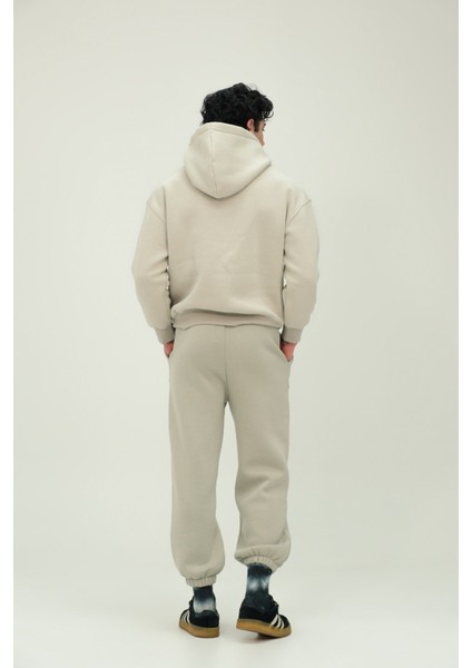 Unisex Oversize Kapüşonlu Sweatshirt ve Eşofman Altı Takımı %80 Pamuk 3 Iplik Kumaş Rahat ve Şık Tasarım