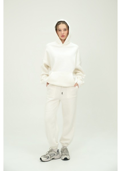 Unisex Oversize Kapüşonlu Sweatshirt ve Eşofman Altı Takımı %80 Pamuk 3 Iplik Kumaş Rahat ve Şık Tasarım