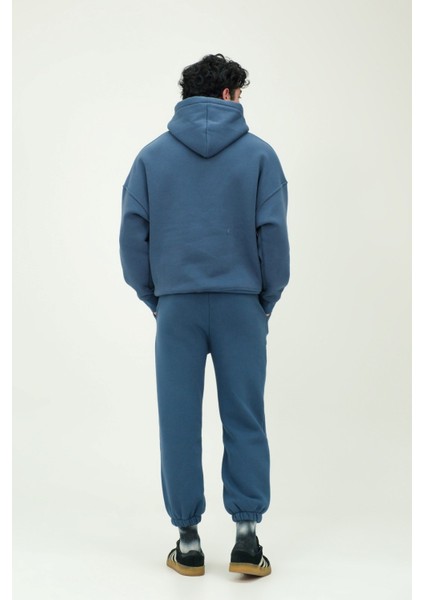 Unisex Oversize Kapüşonlu Sweatshirt ve Eşofman Altı Takımı %80 Pamuk 3 Iplik Kumaş Rahat ve Şık Tasarım