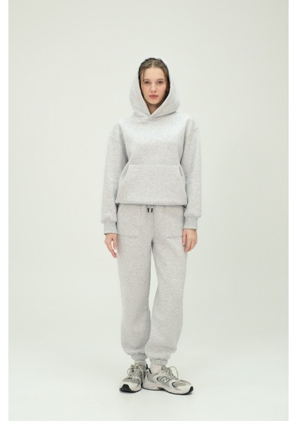 Unisex Oversize Kapüşonlu Sweatshirt ve Eşofman Altı Takımı %80 Pamuk 3 Iplik Kumaş Rahat ve Şık Tasarım