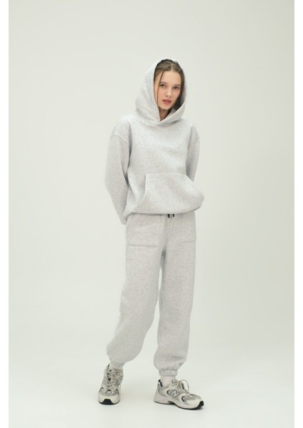 Unisex Oversize Kapüşonlu Sweatshirt ve Eşofman Altı Takımı %80 Pamuk 3 Iplik Kumaş Rahat ve Şık Tasarım indirimleri