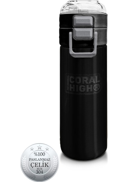 Kids Siyah Pipetli ve Direkt Içim Çelik Termos 500 ml 31827
