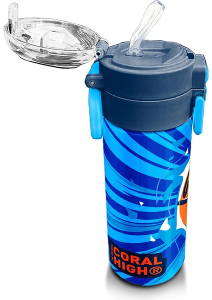 Kids Lacivert Mavi Basketbol Desenli Pipetli ve Direkt Içim Çelik Termos 500 ml 31833 indirimleri