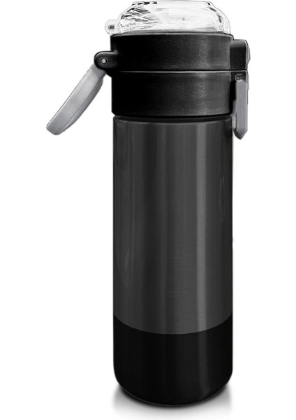 Kids Koyu Gri Siyah Desenli Pipetli ve Direkt Içim Çelik Termos 500 ml 31824 fiyatları