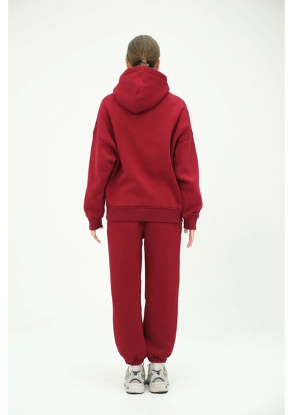 Unisex Oversize Kapüşonlu Sweatshirt ve Eşofman Altı Takımı %80 Pamuk 3 Iplik Kumaş Rahat ve Şık Tasarım