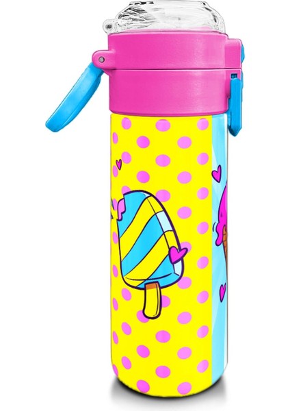 Kids Mixed Dondurma Desenli Pipetli ve Direkt Içim Çelik Termos 500 ml 31809