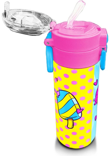 Kids Mixed Dondurma Desenli Pipetli ve Direkt Içim Çelik Termos 500 ml 31809
