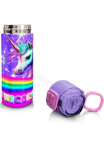 Kids Mor Unicorn Desenli Pipetli ve Direkt Içim Çelik Termos 500 ml 31837 fırsatları