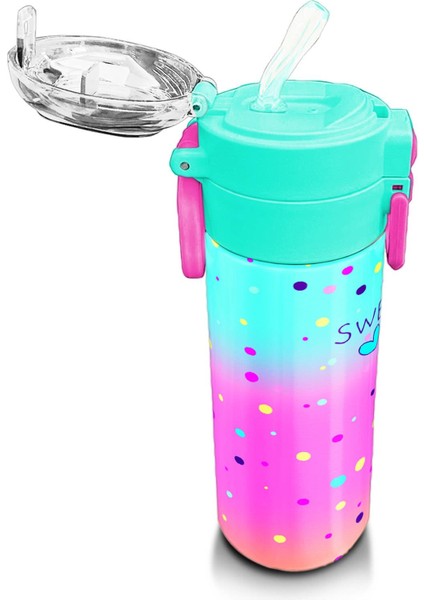 Kidsrenkli Dondurmalı Kedi Desenli Pipetli ve Direkt Içim Çelik Termos 500 ml 31812 indirimleri