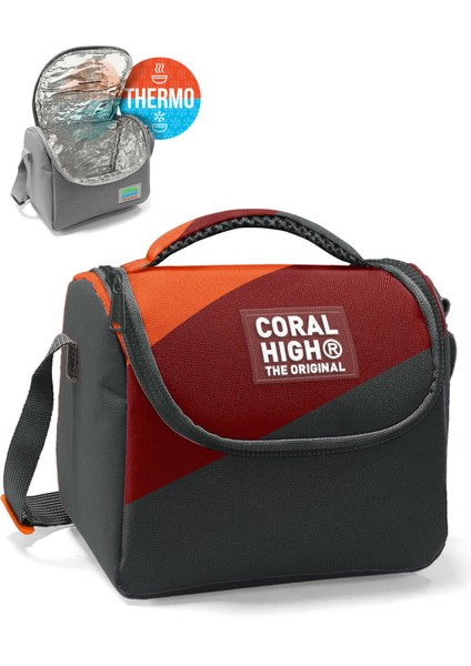 Koyu Gri Turuncu Bordo Renkli Thermo Beslenme Çantası 22792