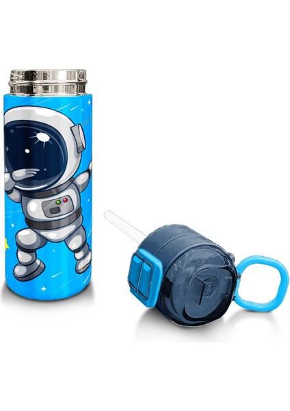 Kids Lacivert Mavi Astronot Desenli Pipetli ve Direkt Içim Çelik Termos 500 ml 31804 fırsatları