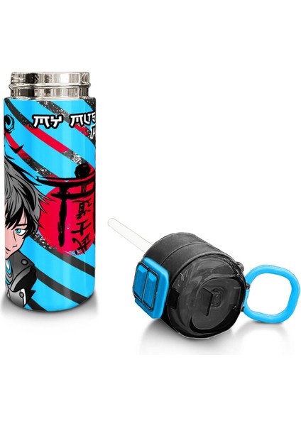 Kids Siyah Mavi Anime Desenli Pipetli ve Direkt Içim Çelik Termos 500 ml 31840 fırsatları