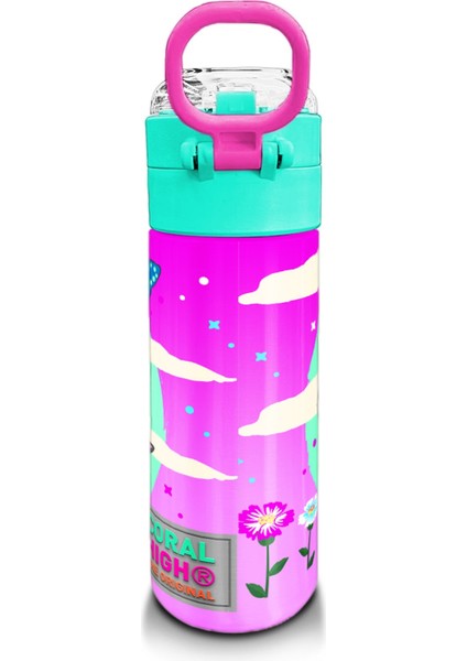 Kids Su Yeşili Pembe Kedi Desenli Pipetli ve Direkt Içim Çelik Termos 500 ml 31796 modelleri