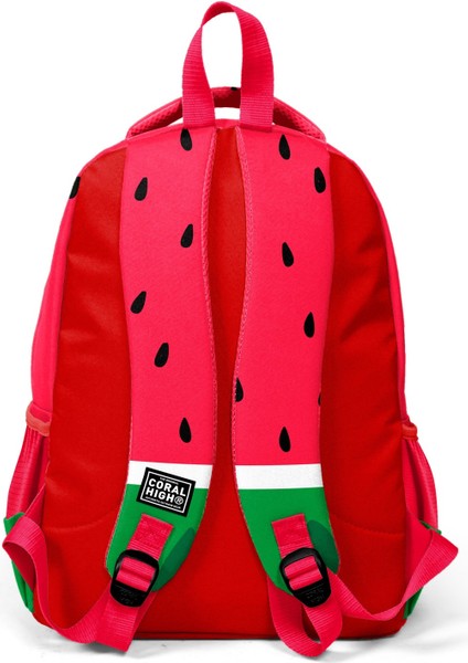 Kids Kırmızı Yeşil Karpuz Desenli Üç Bölmeli Okul Sırt Çantası 14428 fiyatları