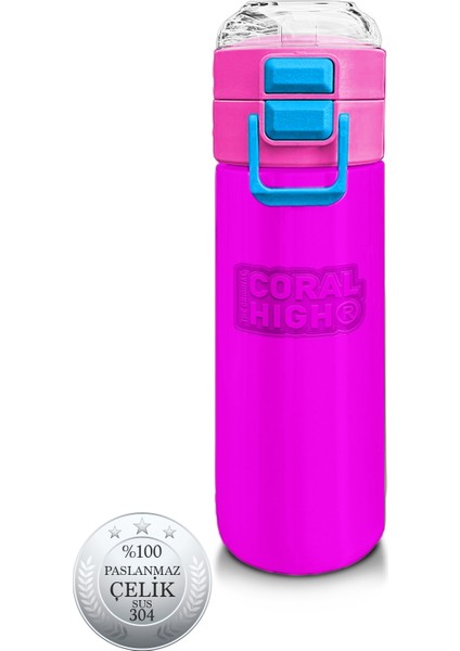 Kids Pembe Pipetli ve Direkt Içim Çelik Termos 500 ml 31843