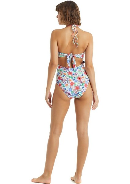 Kadın Straplez Boyundan Bağcıklı Beyaz Desenli Mayo C6T2N2O01 indirimleri