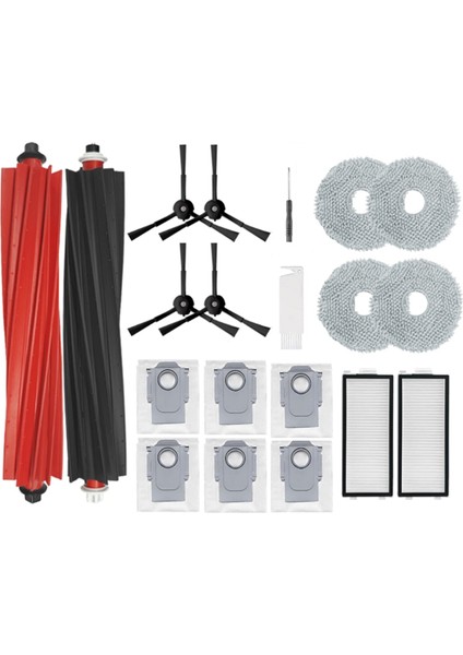 P10S Pro / V20 Robot Süpürge Yedek Parçaları Ana Yan Fırça Paspas Filtre Toz Torbası Aksesuar Seti (Yurt Dışından)