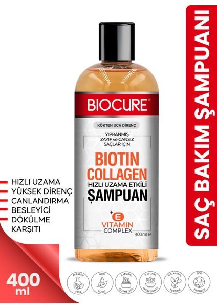 Biotin & Collagen + E Vitamin Kompleks, Yıpranmış, Zayıf Ve Cansız Saçlar Için Bakım Şampuanı