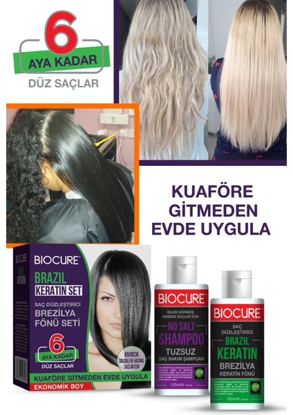 Brezilya Fönü Keratini 2'li Mucizevi Bakım Seti Keratin - Şampuan Botox Etkili / Evde Kullanım Seti