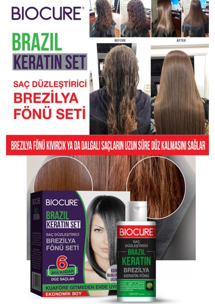 Brezilya Fönü Keratini 2'li Mucizevi Bakım Seti Keratin - Şampuan Botox Etkili / Evde Kullanım Seti