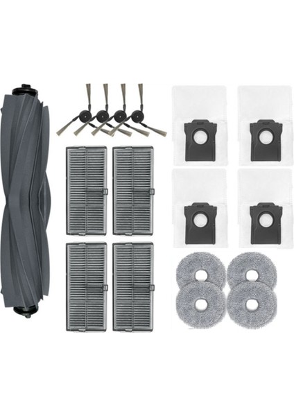 X40 Ultra / S30 Pro Robot Süpürge Için 17 Adet Yıkanabilir Yedek Parçalar Temizleme Kiti Ana Yan Fırça (Yurt Dışından)