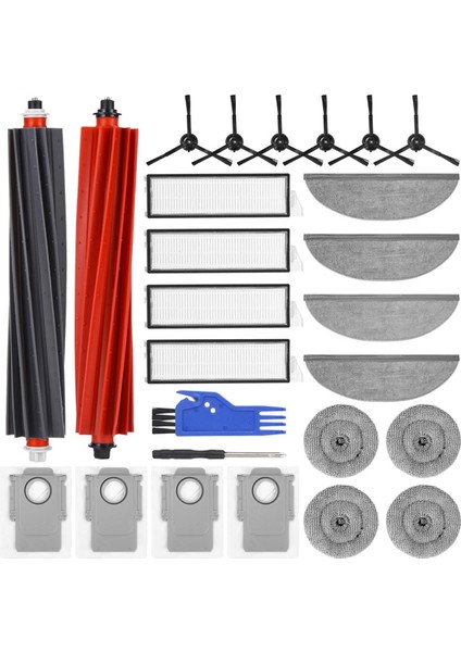 S8 Maxv Ultra Toz Torbaları Robot Süpürge Ana Yan Fırça Hepa Filtre Paspas Bezi Yedek Parçaları (Yurt Dışından)