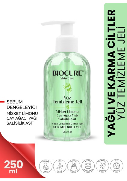 Yüz Temizleme Jeli Karma ve Yağlı Ciltler Için Derinlemesine Temizleyici Salisilik Asit 250ML
