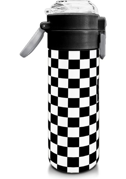 Kids Siyah Beyaz Dama Desenli Pipetli ve Direkt Içim Çelik Termos 500 ml 31877 fiyatları