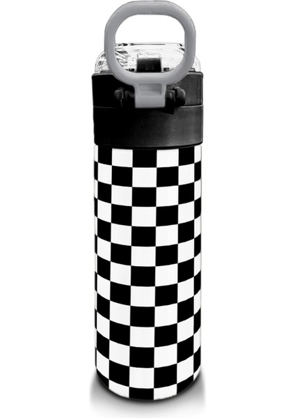 Kids Siyah Beyaz Dama Desenli Pipetli ve Direkt Içim Çelik Termos 500 ml 31877 modelleri
