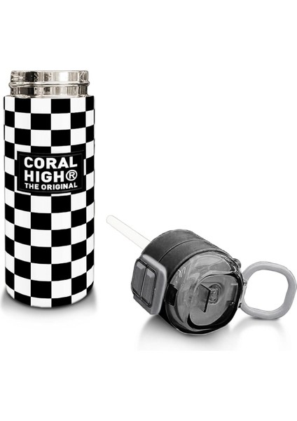 Kids Siyah Beyaz Dama Desenli Pipetli ve Direkt Içim Çelik Termos 500 ml 31877 fırsatları