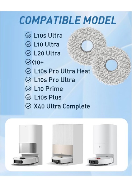 L10S Ultra X10+ X40 Robot Süpürge Için Paspas Bezi, Mikrofiber Yedek Parçalar (Yurt Dışından)