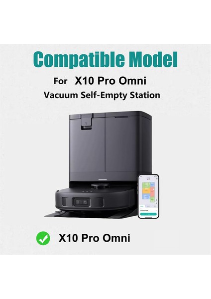 X10 Pro Omni Robot Süpürge Için Yıkanabilir ve Tekrar Kullanılabilir Ana Yan Fırça Hepa Filtre Paspas Bezi Toz Torbaları (Yurt Dışından)