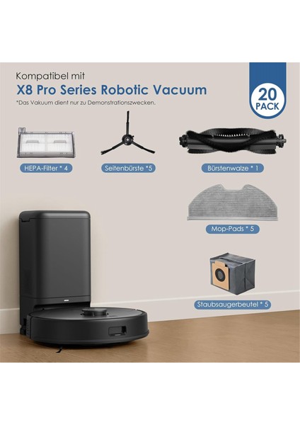 X8 Pro/x8 Pro Robot Süpürge Ana Yan Fırça Hepa Filtre Paspas Bezi Toz Torbaları Aksesuarları (Yurt Dışından) modelleri