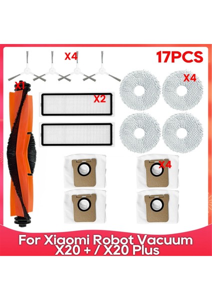 Robot Vakum X20 + / Plus Ana Yan Fırça Hepa Filtre Paspas Bezi Toz Torbası Aksesuarları (Yurt Dışından)