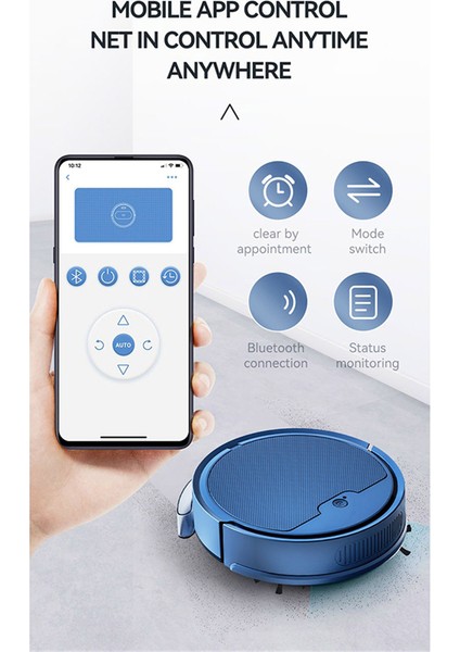 3'ü 1 Arada Akıllı Süpürme Robotu Ev Mini Süpürge ve Vakumlama Kablosuz Vakumlu Süpürge Robotları (Siyah) (Yurt Dışından)