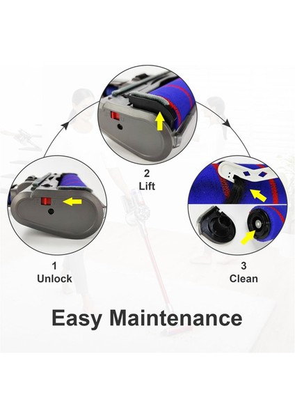 V8 V10 V11 V15 Elektrikli Süpürgeler Için, Sert Ahşap Temizleyici Olarak Yeşil Işıklı Yumuşak Silindir Motorlu Fırça Değişimi (Yurt Dışından)