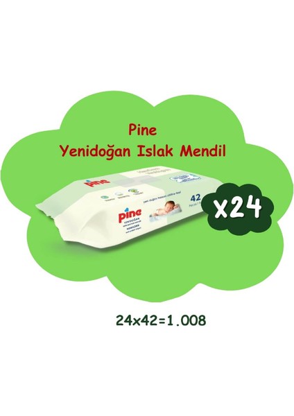 24 Paket Yenidoğan 42'li Islak Mendil