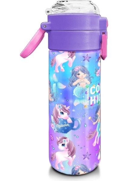Kids Mor Pembe Unicorn Deniz Kızı Desenli Pipetli ve Direkt Içim Çelik Termos 500 ml 31982 fiyatları
