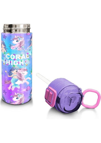 Kids Mor Pembe Unicorn Deniz Kızı Desenli Pipetli ve Direkt Içim Çelik Termos 500 ml 31982 fırsatları